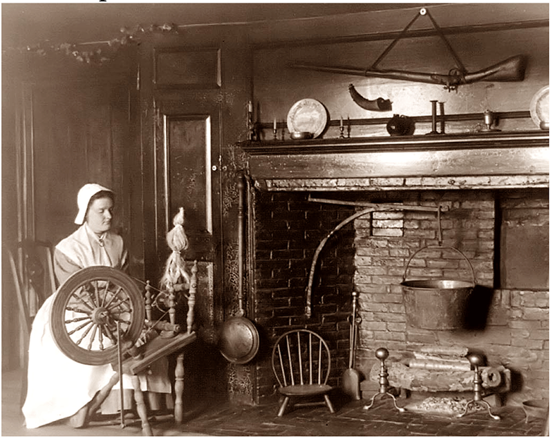 Woman spinning at the Colonel Paul Wentworth House