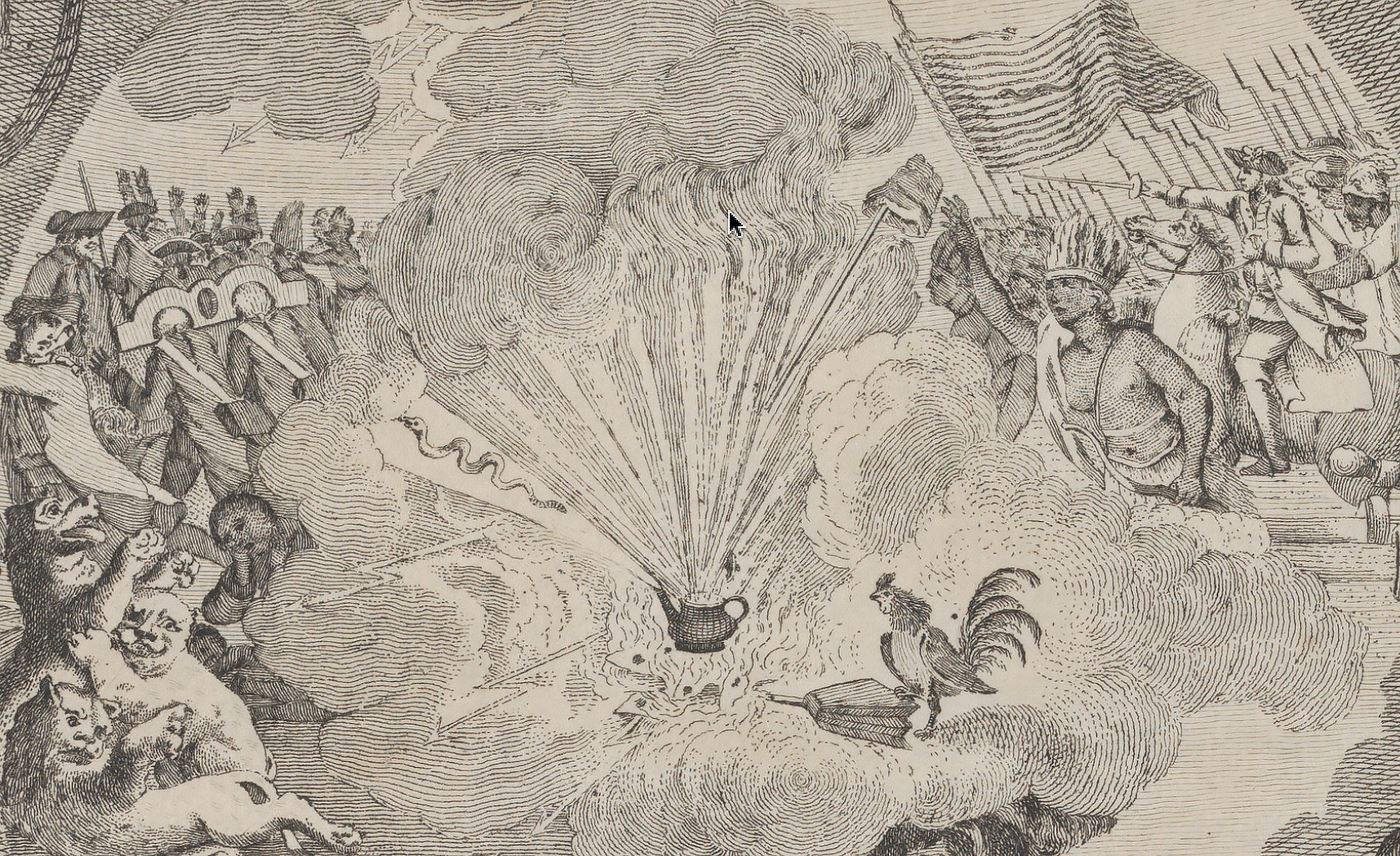 The Tea-Tax-Tempest, or Old Time with his Magick Lanthern